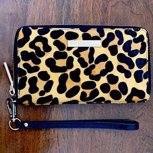 DUNE London Wristlet / Clutch Bag Leopard Print Genuine Calf Hair Purse EUC